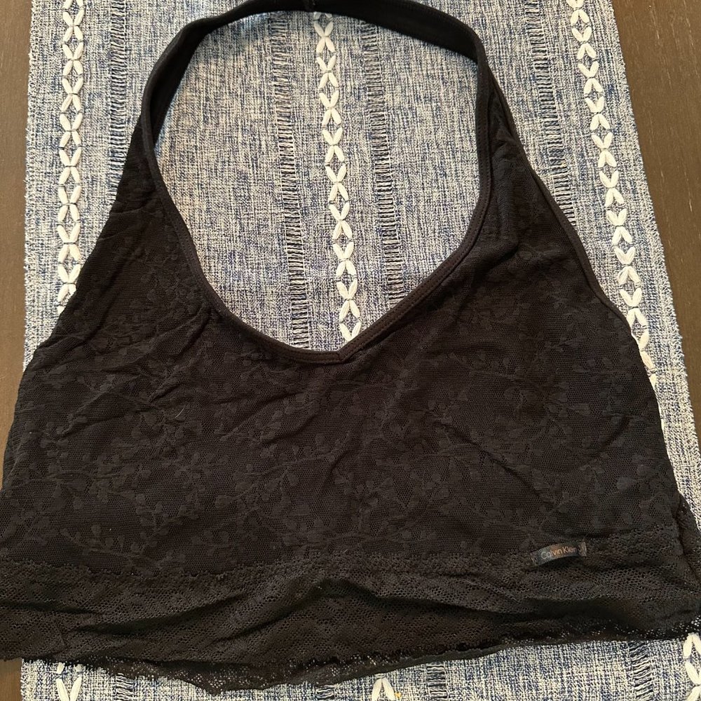 Black Lace Halter Bra